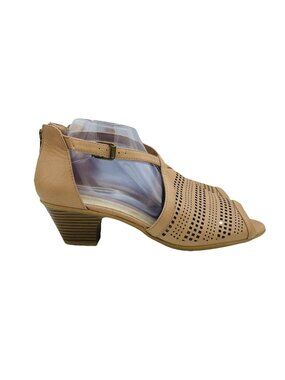 Easy Street Shoes Womens Size 10 Wide Taupe Heels Sandals Ankle Strap Comfort